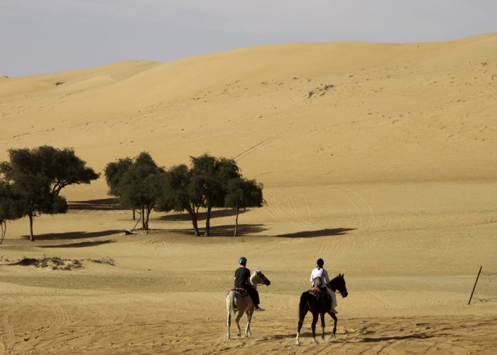 Two Horseman is seen wandering the wide desert
